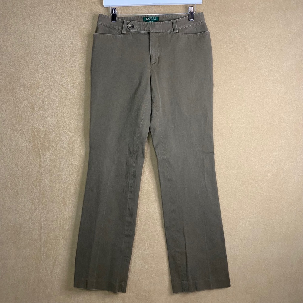 Lauren Ralph Lauren Adelle Women's Khaki Cotton‎ Stretch Trousers Jeans Sz 4 EUC